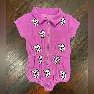 Banana Valentine Terry Dalmatian Romper, size 3/4T
